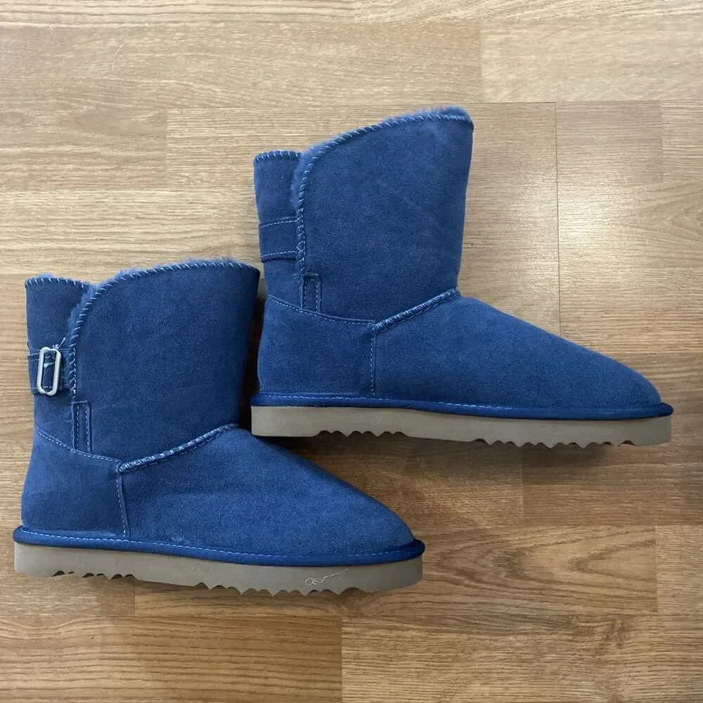Style & Co Teenyy Suede Winter Booties Blue Faux Fur Lined Boots Size 10
